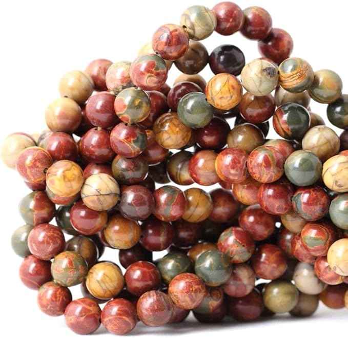 180pcs Adabele Natural Picasso Jasper Healing Gemstone 4mm (0.16 inch) Small Round Beads Gem Stone Spacer for Craft Jewelry Making GF10-4