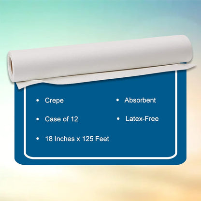 McKesson Medical Exam Table Paper [12 Rolls] – Bed Table Sheet Cover Ideal for Diaper Changing, Waxing, Nursing, Chiropractor, Patternmaking, Tracing - Premium Crepe Paper Roll - White, 18 in x 125 ft