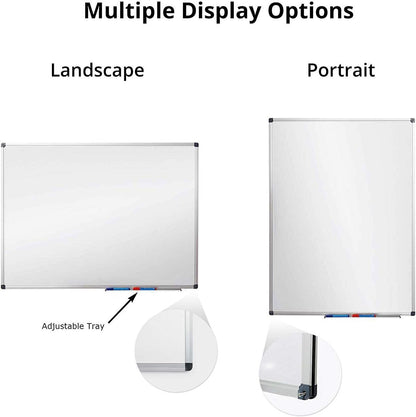 36 x 24 inch Magnetic Dry Erase Board, DexBoard Mall-Mounted Aluminum Frame White Board with Pen Tray, Dry Erase Marker Whiteboard for Office, School and Home Usage