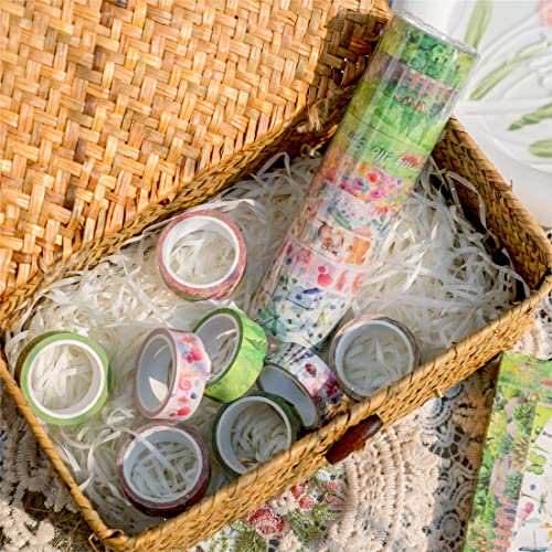 10 Rolls Four Seasons Washi Tape Set Green Grass Flowers Masking Decorative Tapes (10 Count)