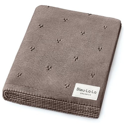 100% Luxury Organic Cotton Pointelle Knit Baby Blanket