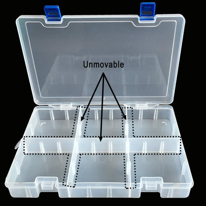 Qualsen Plastic Organizer Storage Box with Adjustable Dividers, Fishing Tackle Box and Bead Organizer Box for Jewelry, Beads, Earrings, Tools, Fishing Hooks, and Small Accessories（34 Grid x 3）