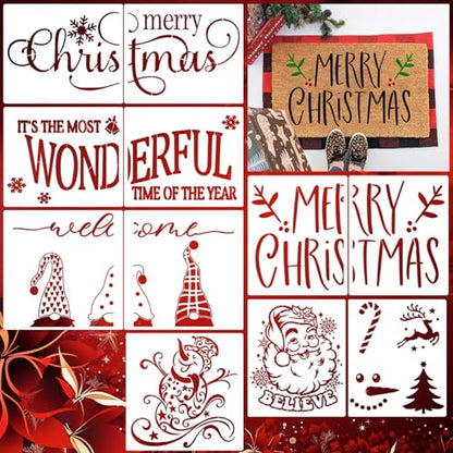 Christmas Stencils for Door Mats 23.6" Christmas Doormat Stencils (11 Count)