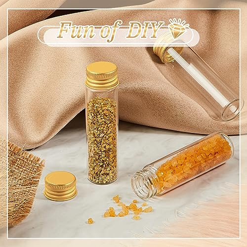 100 Pcs Small Clear Vials Spice Mini Jars with Lids Mini Glass Bottles with Screw Aluminum Metal Caps Tiny Jars Sample Containers for Powder Cream Cosmetic Jewelry Wedding (100 Count)