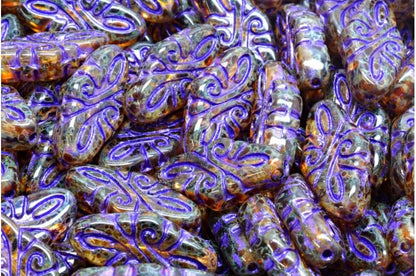 2.1oz (60 g) Mix of Unique Czech Bohemia Glass Pressed Beads, Crazy Purple Green Copper, Table Cut, Matte and Glossy, Faceted Fire Polish, Hand Made Set Kit BCV (2.1164 Ounce)
