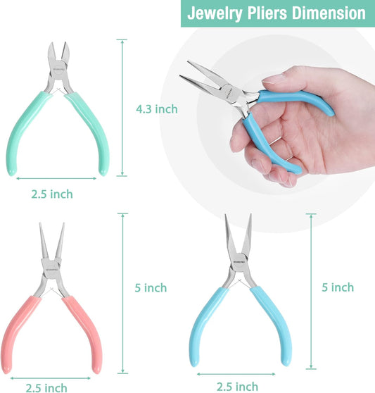 WORKPRO Jewelry Pliers Set, 3 Pack Jewelry Making Tool Kit Includes Mini Needle Nose Plier/Chain Nose Plier, Round Nose Plier and Wire Cutter for Jewelry Repair, DIY Crafts, Jewelry Making Supplies - Crafty Corner