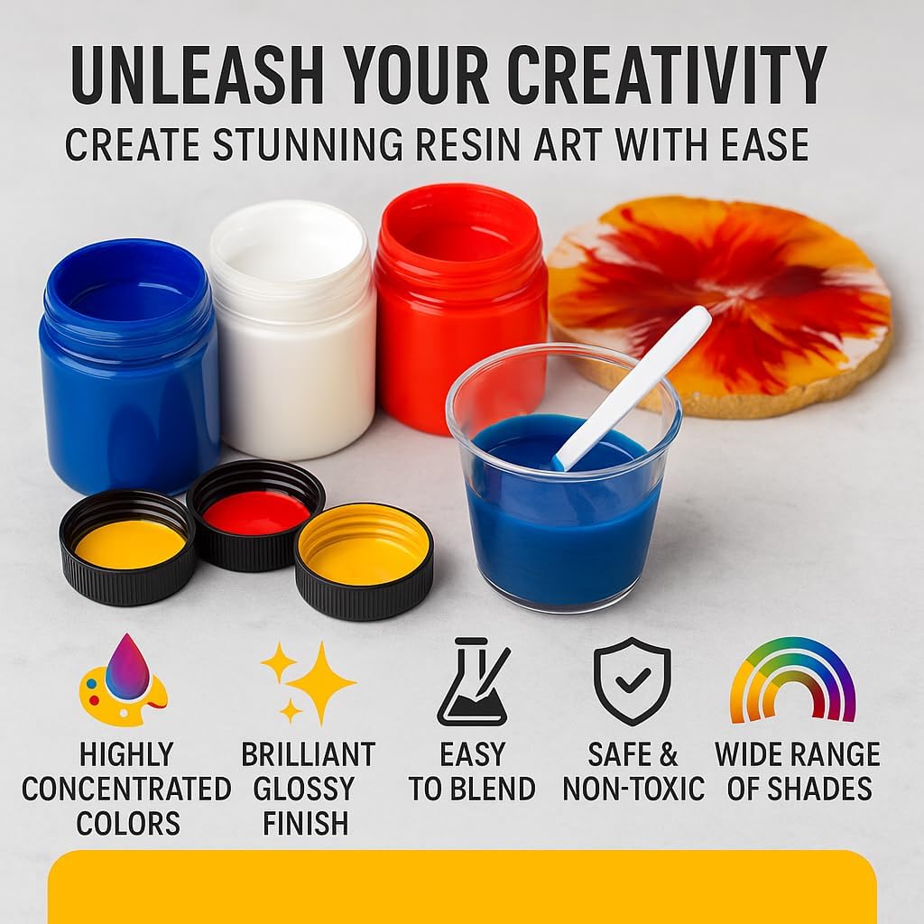 24 Colors Epoxy Resin Pigment Paste Set – High Concentration Creamy Opaque Epoxy Dye & Coloring Paste Kit for Resin Art, Jewelry Making, Tumblers, River Tables, Coasters – Mica Powder Alternative