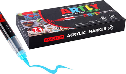Acrylic Paint Markers, Acrylic Paint Pens, Fabric Markers for Textile, Rock, Glass, Wood, Paper, Ceramic, Canvas DIY Art Supplies Kit for Kids and Adults (72) - Crafty Corner