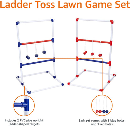 Amazon Basics Ladder Toss Game Set, Red/Blue