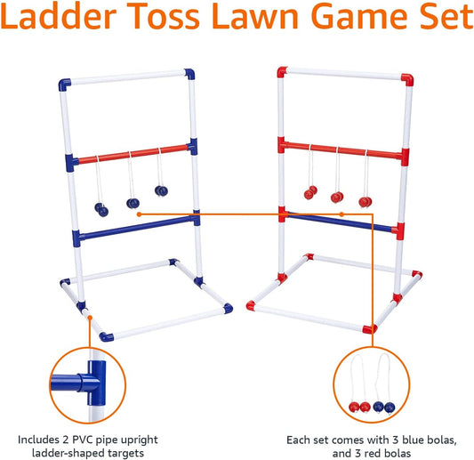 Amazon Basics Ladder Toss Game Set, Red/Blue