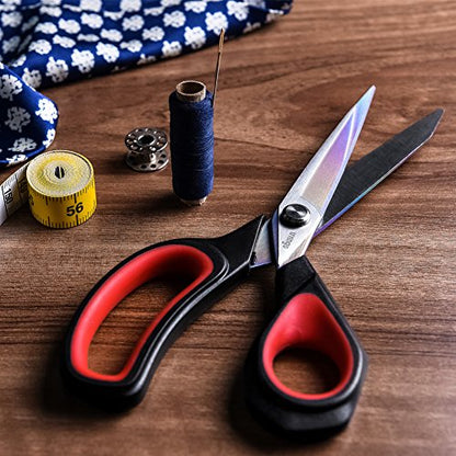 Fabric Scissors 2 Pack Titanium Tailor Sewing Shears Heavy Duty (2 Count)