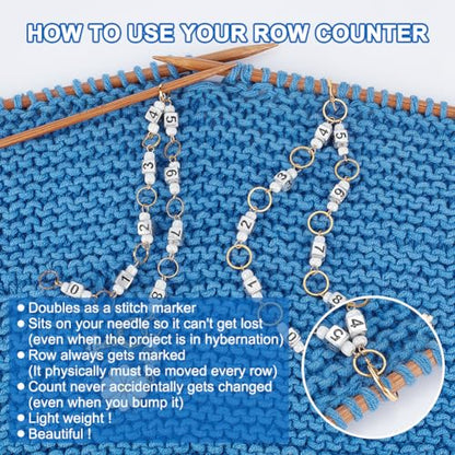 2 Pcs Flower and Bee Knitting Row Counter Chains