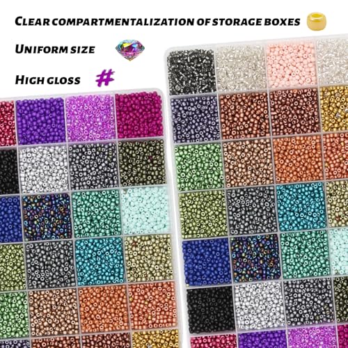 11200pcs Glass Seed Beads for DIY Crafting Bracelet Necklace Embroidery Jewelry Making Supplies (11200 Count)