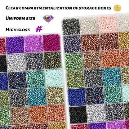 11200pcs Glass Seed Beads for DIY Crafting Bracelet Necklace Embroidery Jewelry Making Supplies (11200 Count)