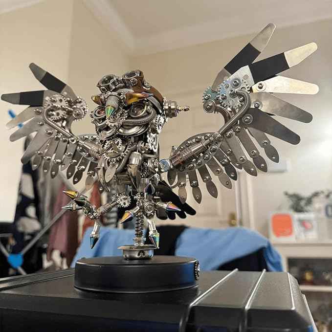 3D Metal Puzzle for Adults, Steampunk Owl Model Kit with Goggles & Light | Mechanical Stainless Steel Animal Sculpture DIY Gift & Display (700+ PCS)