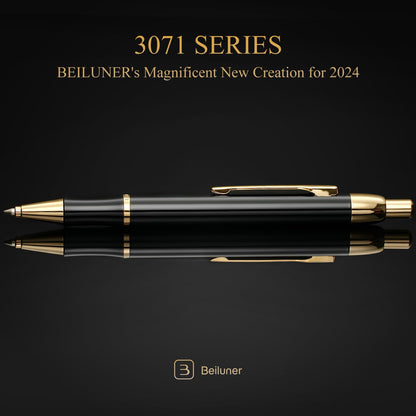 BEILUNER Luxury Gel Pen with 24K Gold Electroplating Finish, Black Piano Lacquer, Luxury Grade Craftsmanship, Best Gel Pen Gift Set for Men and Women