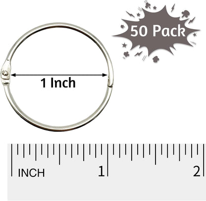 OWLKELA Binder Rings 1 Inch (50 Pack), Loose Leaf Binder Ring, Metal Book Rings, Rings for Flash Cards, Flash Card Rings, Index Card Rings, Clip Rings, Nickel Plated Steel Binder Rings, Key Rings