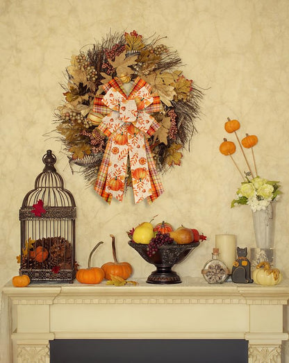 2 Rolls 10 Yards Fall Wired Edge Ribbons (30 Foot)