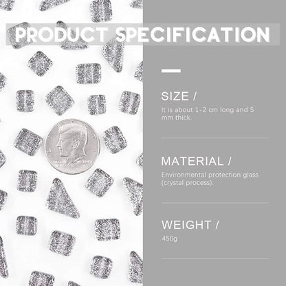 Swpeet 1 Pound Sliver Shine Crystal Series Mosaic Tiles Assortment Kit, Square and Triangle Genuine Mosaic Tiles Glitter Crystal Mosaic Perfect for Home Decoration Crafts Supply
