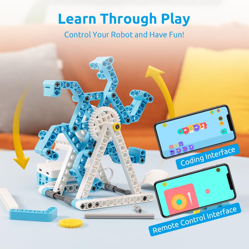 D1 21-in-1 STEM Coding Robot Kit for Kids (Ages 4+), 280+ Pieces Educational Building Set with APP-Controlled & Programming, 3D APP Guidance, Ideal Toy for Boys & Girls (280 Count)
