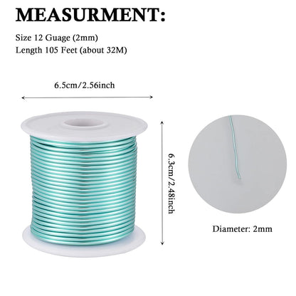 12 Gauge Ice Blue Aluminum Craft Wire (105FT) - Anodized for Jewelry Making, Beading Floral, Plant Gardening, Sculpting & Modeling Craft Wire (Ice Blue #24, 2mm) - Crafty Corner