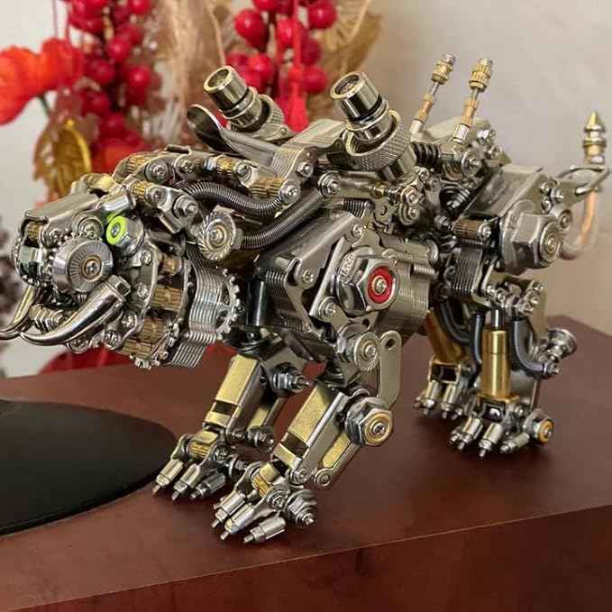Metalkitor Bengal Tiger 3D Metal Puzzle for Adults, 700PCS, Mechanical Model Assembly Kits - DIY Desk Ornament Steampunk Brain Teaser(Without Wings)