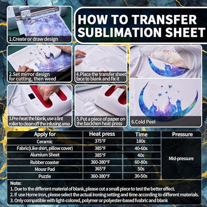 Sublimation Transfer Sheets for Heat Press Machine (12 Count)