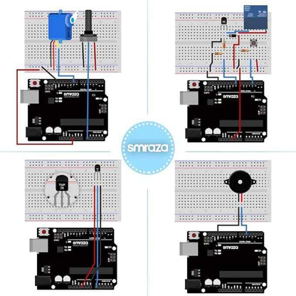 Smraza Ultimate Starter Kit with Tutorial, Breadboard Holder, Jumper Wires, Resistors, DC Motor Compatible with Arduino R3 Project Compatible with Mega 2560 Compatible with Nano
