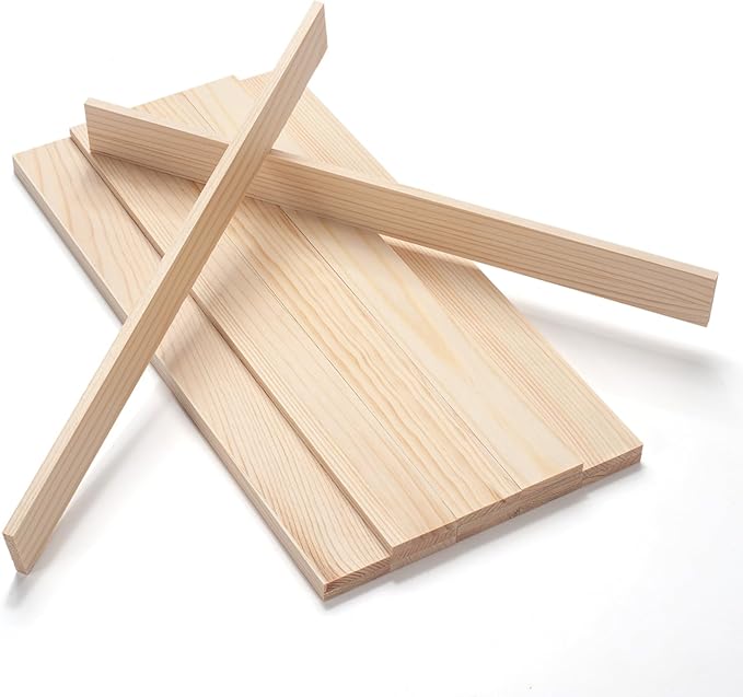 Wood Strips Slats for Wall, Wooden Sticks for Crafts 1/4" ×1.5" × 15", 15 PCS Wood Trim Planks Flat Lumber Boards Square Dowel Rods Wooden Dowels for Crafting, Woodworking, Model Making