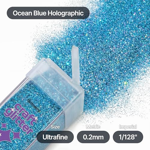 Craft Glitter Shaker Ocean Blue Holographic 130g Ultrafine (4.5 Ounce)