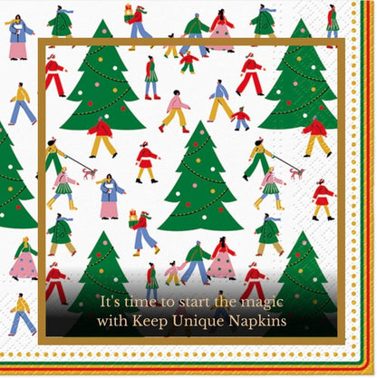 20-ct 13x13 Christmas Paper Decoupage Napkins, 3-Ply Servilletas Tissue Napkin for Dinner and Parties, Disposable Napkins (Christmas Hustle)