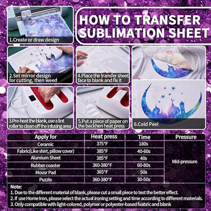 Sublimation Transfer Sheets for Tumblers Blanks Tshirts (8 count)