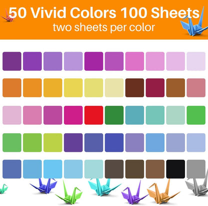 Opret Origami Paper Large, 100 Sheets 9.8x9.8 inch 25x25 cm Origami Paper 50 Vivid Colors Single Sided for Arts and Crafts Projects - Crafty Corner