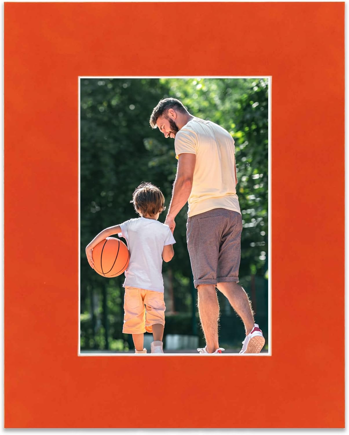 Pack of 25 Acid Free 11x14 Mats Bevel Cut for 8.5x11 Photos - Orange Suede Precut Matboards For Pictures, Photos, Framing - 4-ply Thickness