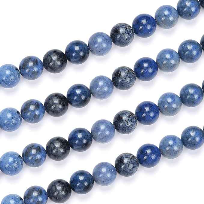 70pcs Adabele Natural Blue Dumortierite Healing Gemstone 10mm (0.39 inch) Round Loose Beads Gem Stone Spacer for Craft Jewelry Making GF28-10