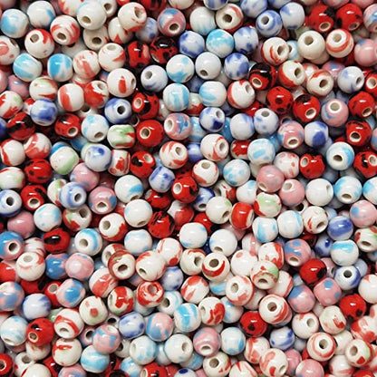 180 Pieces Porcelain Beads Chinese Round Ceramic Beads 8mm (180 Count)