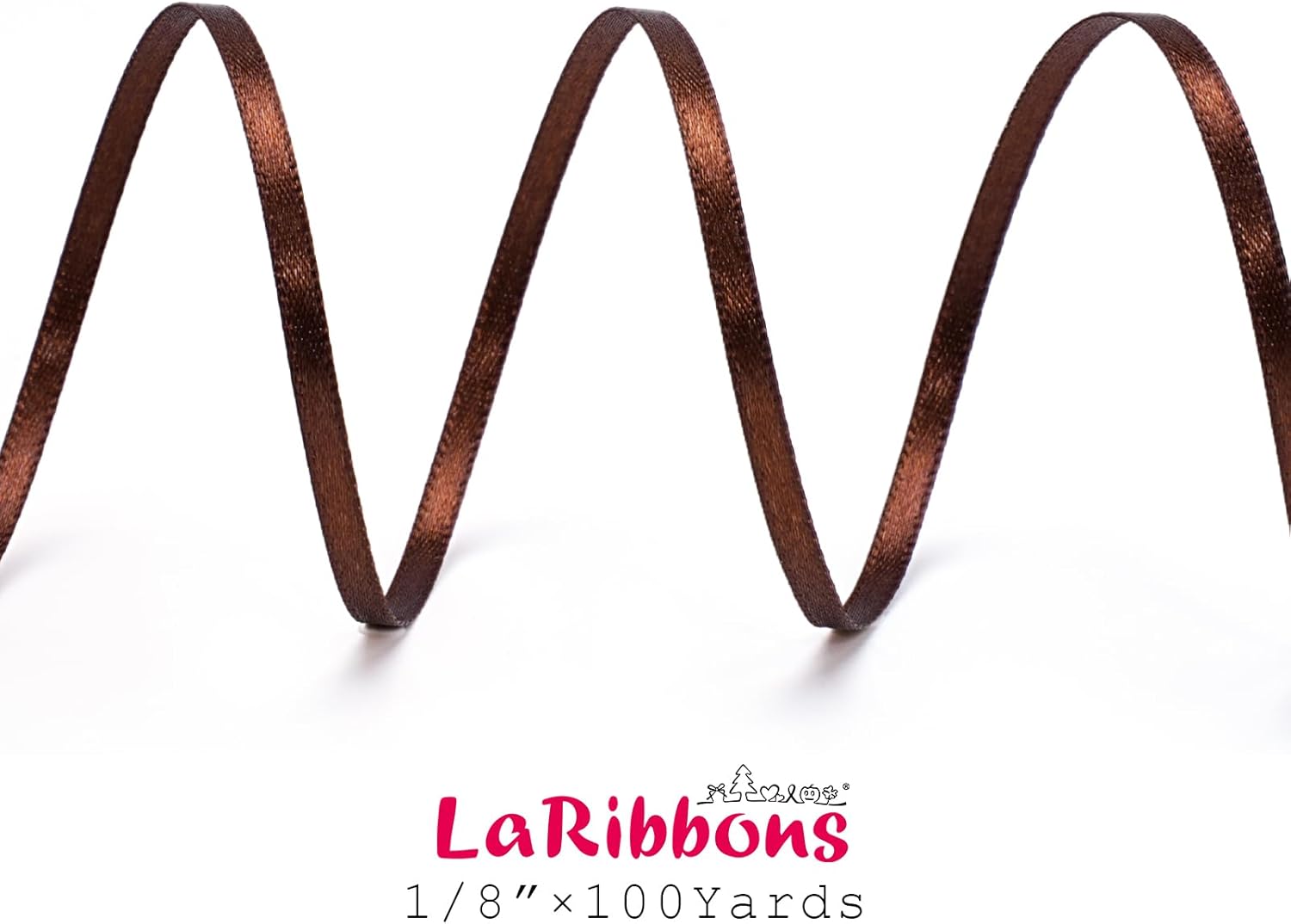 LaRibbons Brown Satin Ribbon 1/8 Inch 100 Yards Thin Luxury Double Faced Firar Brown Silk Ribbon for Flower Bouquet Crafts Gift Wrapping Wedding Christmas Decoration - Crafty Corner