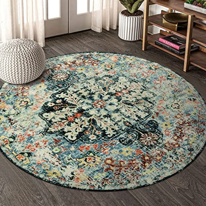 Bohemian Floral Medallion Round Rug