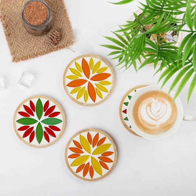 Youway Style Orange Leaf Mosaic Tiles for Crafts Bulk,200g Petal Mosaic Glass Pieces,Flower Glass Tiles for Christmas Mosaic Decorations,Garden Mosaic Supplies Kit