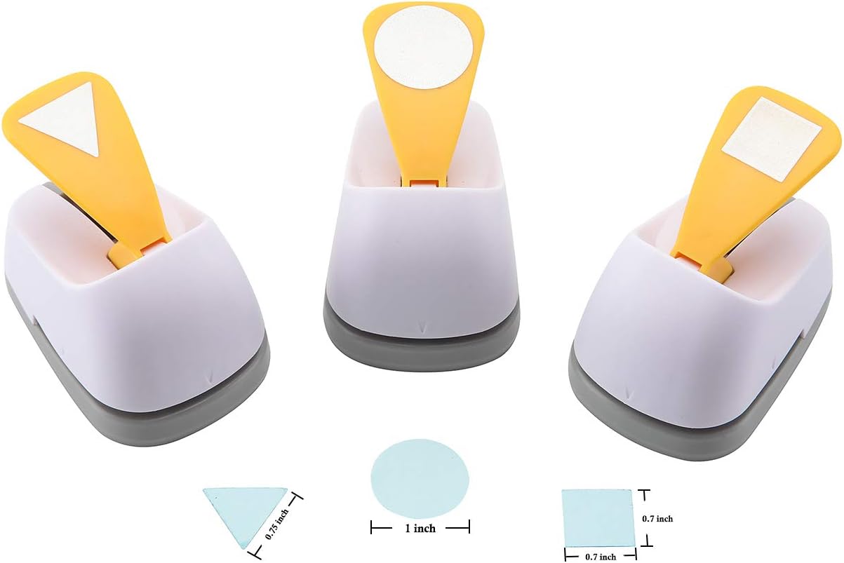 Craft Lever Punch DIY Handmade Craft Punch Paper Punch for Festival and Greeting Card Making Ten Shapes Choices (White 0.7X0.7inch square-1inch Circle-0.75inch Triangle) - Crafty Corner