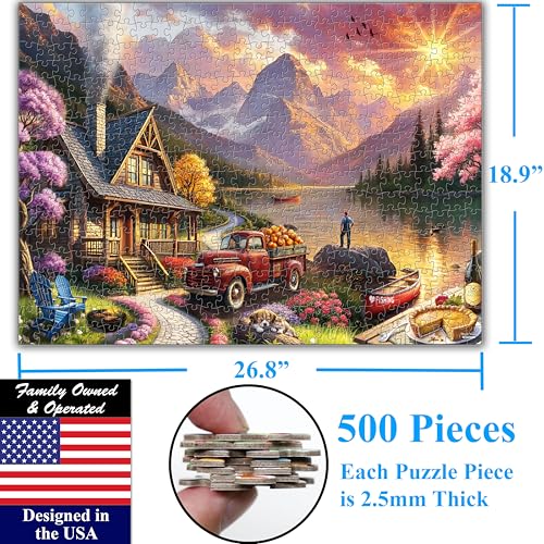 Lakeside Mountain Retreat 500 Pieces Large Format Jigsaw Puzzle