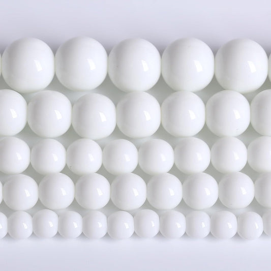 10MM Natural Stone White Porcelain Agate Beads Round Loose Stone Beads for Jewelry and Bracelets Making 72pcs 2 Strands 32"