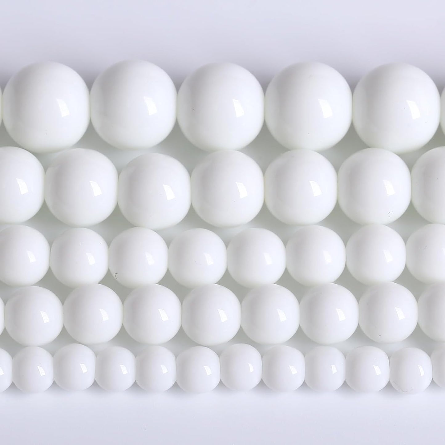6MM Natural Stone White Porcelain Agate Beads Round Loose Stone Beads for Jewelry and Bracelets Making 120pcs 2 Strands 32"