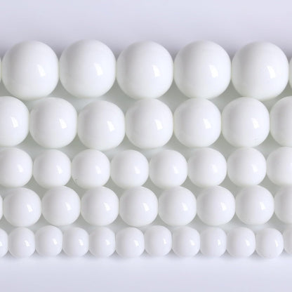 6MM Natural Stone White Porcelain Agate Beads Round Loose Stone Beads for Jewelry and Bracelets Making 120pcs 2 Strands 32"