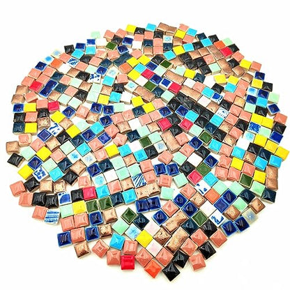 500g 1.1lb Random Color Irregular Ceramics Mosaic Tiles (16 Ounce)