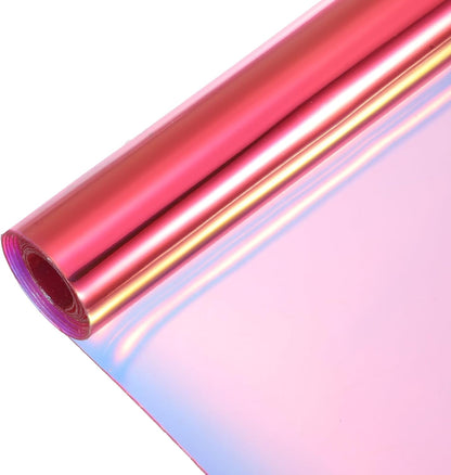 MECCANIXITY Holographic Clear PVC Vinyl Film Holographic PVC Fabric Waterproof Dichroic Film 12 x 48 Inch for Handbags Bows Earrings DIY Craft,Laser Purple
