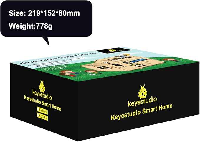 KEYESTUDIO IOT ESP32 Smart Home Starter Kit for Arduino and Python,Electronics Home Automation Coding Kit, Wooden House DIY Sensor Kit,STEM Educational Set for Adults Teens 15+