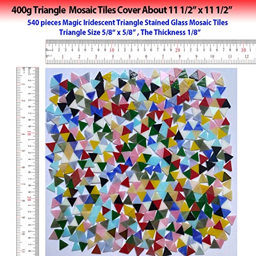Triangle Iridescent Glass Mosaic Tiles for Crafts Bulk (15 Ounce)