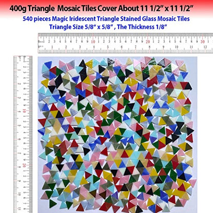 Triangle Iridescent Glass Mosaic Tiles for Crafts Bulk (15 Ounce)