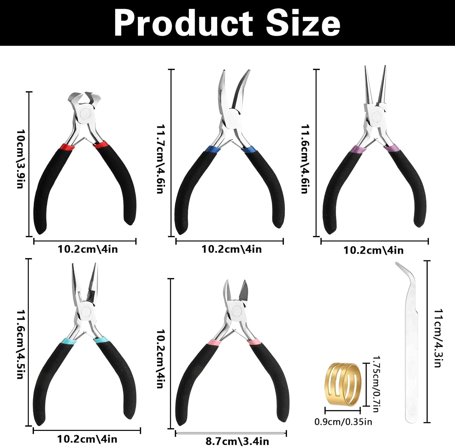 5 Pcs Jewelry Making Pliers Tools with Needle/Chain Nose Pliers, wire cutters Round Nose, Bent Nose-Matte Handle,jewelry making supplies for adults - Crafty Corner